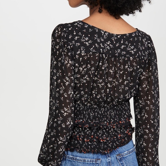 Free People Lolita Black Combo Floral Blouse - Picture 2 of 8
